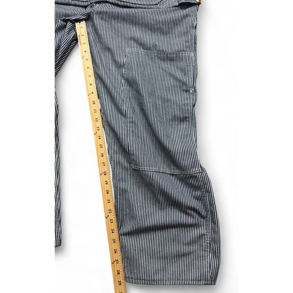 Vtg Sears Bib Overalls 40x30 Hickory Striped Railroad Toughskins Union Made USA - Picture 15 of 16